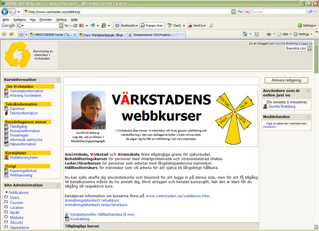 Värkstadens kurssida i Moodle